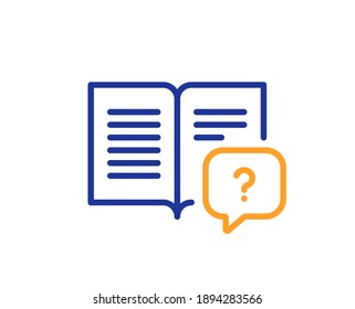 Instruction manual line icon. Help book sign. Question faq symbol. Quality design element. Line style instruction manual icon. Editable stroke. Vector