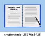 Instruction manual or user guide in flat design. Working manual.