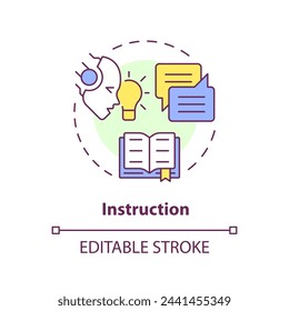 Instruction multi color concept icon. Key element of prompt. Clear command to chatbot. Human and LLM interaction. Round shape line illustration. Abstract idea. Graphic design. Easy to use in article