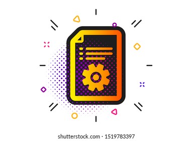Instruction sign. Halftone circles pattern. Technical documentation icon. Classic flat technical documentation icon. Vector