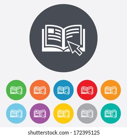 Instruction Sign Icon. Manual Book Symbol. Read Before Use. Round Colourful 11 Buttons. Vector