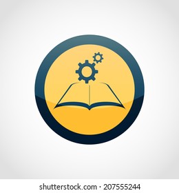 Instruction sign icon. Manual book symbol. Read before use. Round colorful.