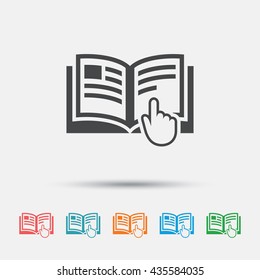 Instruction Sign Icon. Manual Book Symbol. Read Before Use. Graphic Element On White Background. Colour Clean Flat Instructions Icons. Vector