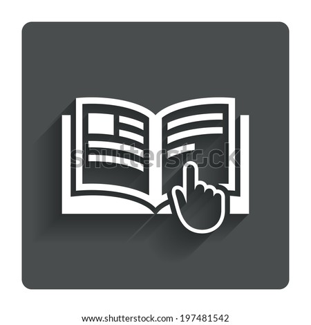 Instruction sign icon. Manual book symbol. Read before use. Gray flat button with shadow. Modern UI website navigation. Vector