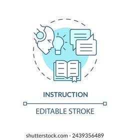 Instrucción icono de concepto de azul suave. Elemento clave de prompt. Comando Clear para chatbot. Interacción humana y LLM. Ilustración de línea de forma redonda. Idea abstracta. Diseño gráfico. Fácil de usar en el artículo