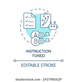 Instruction tuned soft blue concept icon. Ai deep learning algorithms. Fine tuning. Round shape line illustration. Abstract idea. Graphic design. Easy to use in infographic, presentation