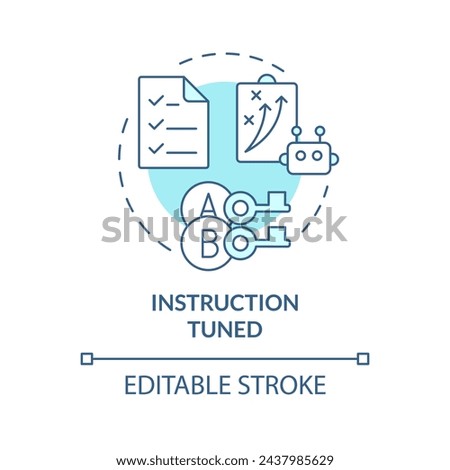 Instruction tuned soft blue concept icon. Ai deep learning algorithms. Fine tuning. Round shape line illustration. Abstract idea. Graphic design. Easy to use in infographic, presentation