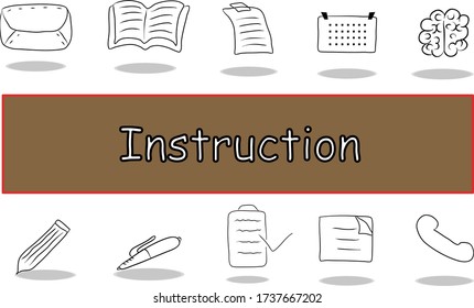 Instruction vector icon set. Thin simple collection illustration black