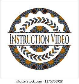 Instruction Video arabic badge. Arabesque decoration.