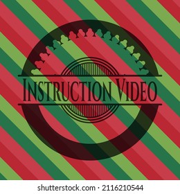 Instruction Video christmas emblem background. Vector Illustration. Detailed. 