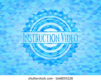 Instruction Video realistic light blue mosaic emblem