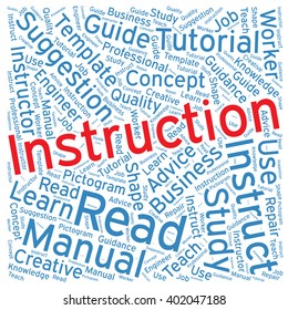 Instruction ,Word cloud art  background