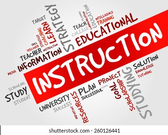 INSTRUCTION word cloud, education concept