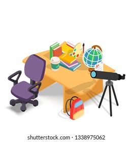 Instructional concept banner. Isometric banner of instructional vector concept for web, giftcard and postcard