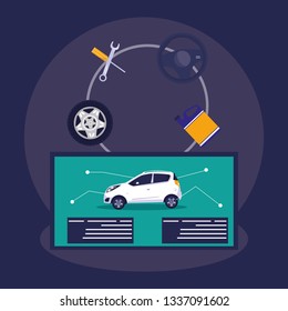 instructional poster of car parts