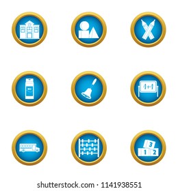 Instructional school icons set. Flat set of 9 instructional school vector icons for web isolated on white background