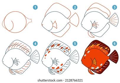 Instructions for drawing discus. Step by step.