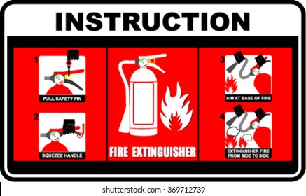 instructions, extinguisher, fire, sign vector