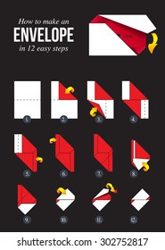 Instructions how to make an envelope. Tutorial in 12 easy steps.