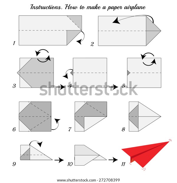 紙飛行機の作り方を教えてください 紙面のチュートリアルを段階的に行います ベクター飛行機 子供向けの教育ゲーム ビジュアルゲーム 分離型背景に飛行機の紙面 のベクター画像素材 ロイヤリティフリー