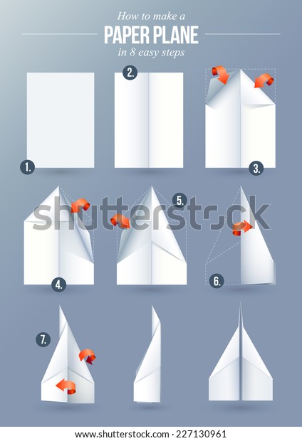 Instructions How Make Paper Plane 8 Stock Vektorgrafik