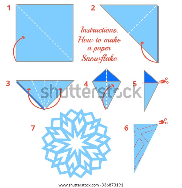 Instructions How Make Paper Snowflake Tutorial Stock Vector (Royalty