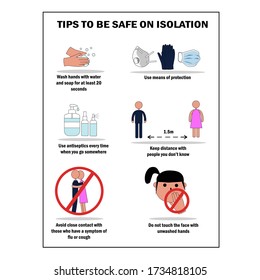 Instructions on how to behave during quarantine.  Safety poster