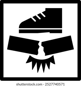 Instruções para manusear a bagagem: marca de cuidado "Do Not Step"