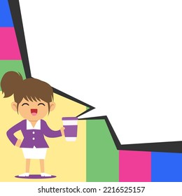 Instructor Drawing Pointing Stick On Empty Whiteboard While Holding Cup. Professor Holding Pointer At The Board Showing New Information.