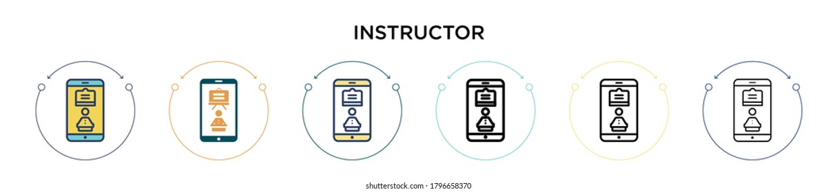 Instructor icon in filled, thin line, outline and stroke style. Vector illustration of two colored and black instructor vector icons designs can be used for mobile, ui, web
