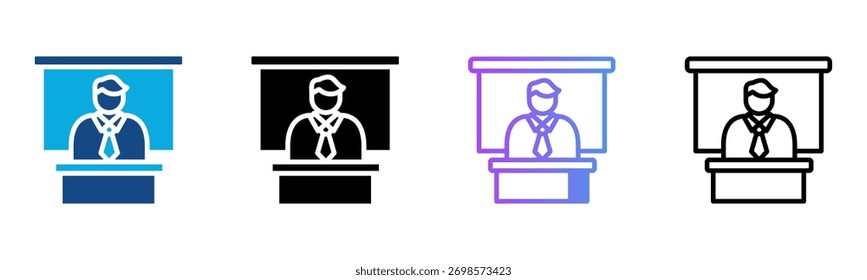 Instructor Icon Multiple Style Vector Illustration
