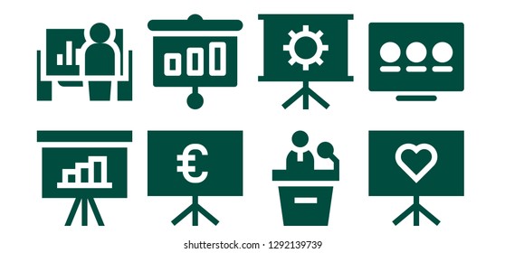  instructor icon set. 8 filled instructor icons. Simple modern icons about  - Presentation