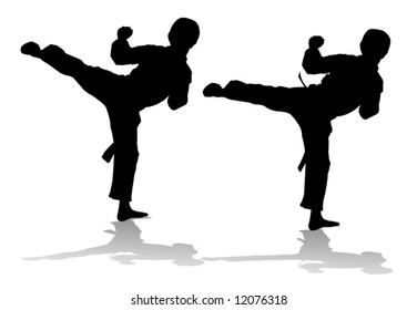 Instructor Keith practicing kicks