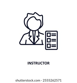 instructor outline icon.  Thin line icon from e learning and education collection. Editable vector isolated on white background