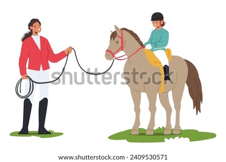 Instructor Patiently Guides The Child In Mastering Horseback Riding, Fostering Confidence And Balance. With Gentle Encouragement, They Create A Safe And Enjoyable Learning Environment For Young Rider