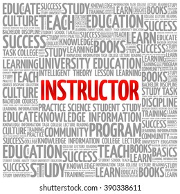 INSTRUCTOR word cloud, education concept background