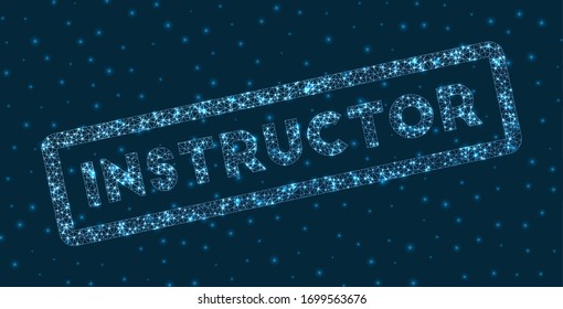 Instructor word in digital style. Glowing geometric instructor badge. Appealing vector illustration.