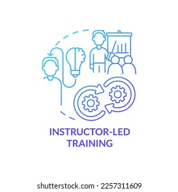 Instructor-led training blue gradient concept icon. How to organize corporate coaching abstract idea thin line illustration. Hands-on experience. Isolated outline drawing. Myriad Pro-Bold font used