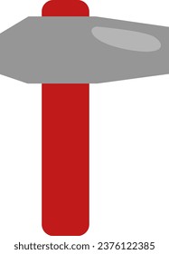 Instrument axe with red handle, illustration or icon, vector on white background.