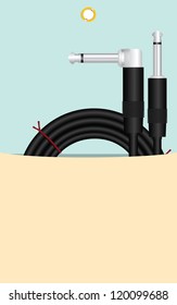 Instrument Cable with One Straight End and One Right Angle. Vector illustration
