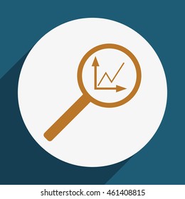 Instrument chart with magnifier. Vector icon.