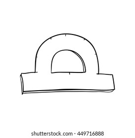 Instrument, creative and school supply concept represented by ruler icon. Isolated and sketch illustration.