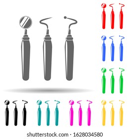 instrument of the dentist multi color style icon. Simple glyph, flat vector of dental icons for ui and ux, website or mobile application