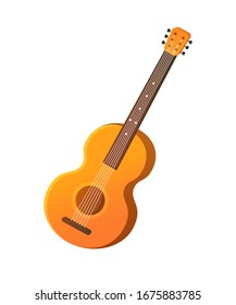 Instrument for entertainment vector, isolated acoustic guitar hobby flat style. Strings and tone, equipment of musician, pastime performance on concert