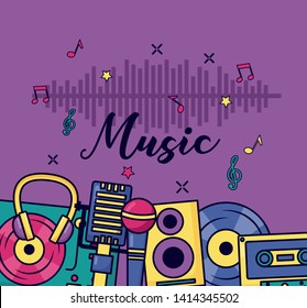 instrument equipment music colorful background vector illustration