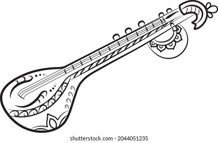 instrument with guitar in line art