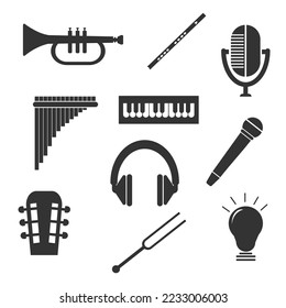 Instrument icon. Musical instruments set backround vector ilustration.