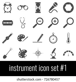Instrument. Icon set 1. Gray icons on white background.