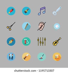 instrument icon set. vector set about pen, paint brush, bottle opener and scissors icons set.