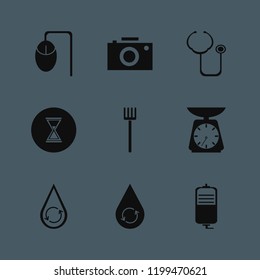 instrument icon. instrument vector icons set camera, kitchen scale, hourglass and hydraulic energy